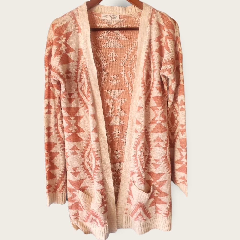 Pink Rose Open Front Knit Cardigan